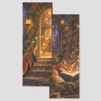 Fox Enters the Starlit Library Bookmarks