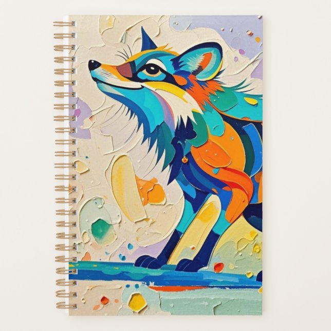 Fox Expressive abstract animal art design  Planner (Front)