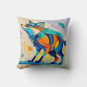 Fox Expressive abstract animal art design  Throw Pillow