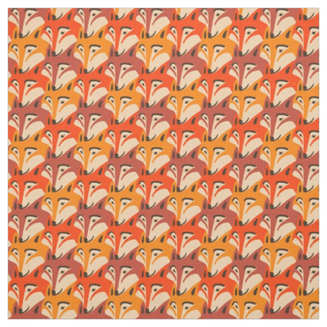 Fox face dogtooth pattern fabric (Swatch)