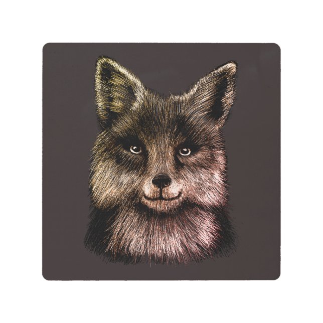 Fox face drawing metal print (Front)