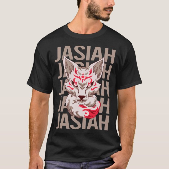 Fox Face - Jasiah Name T-Shirt (Front)