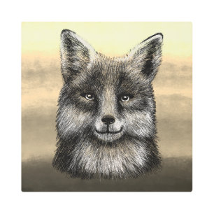 Fox face metal print