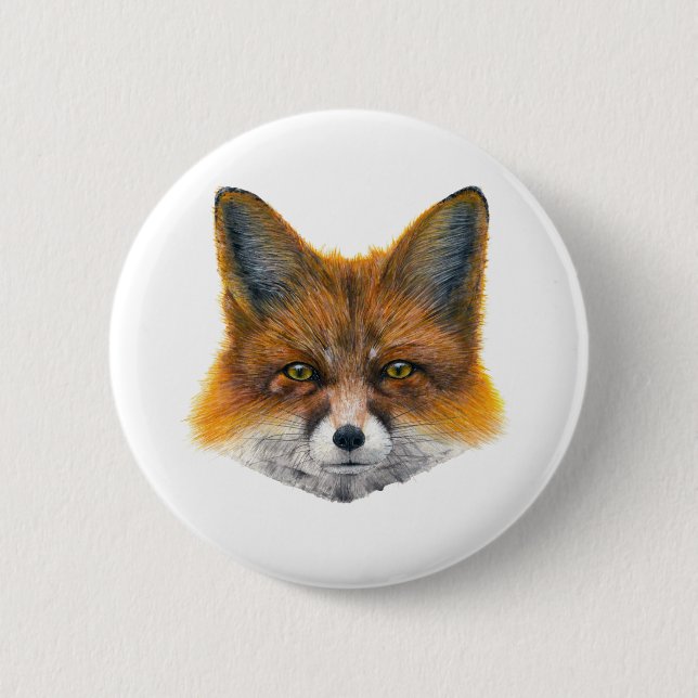 Fox face - Painting in acrylic Button (Front)