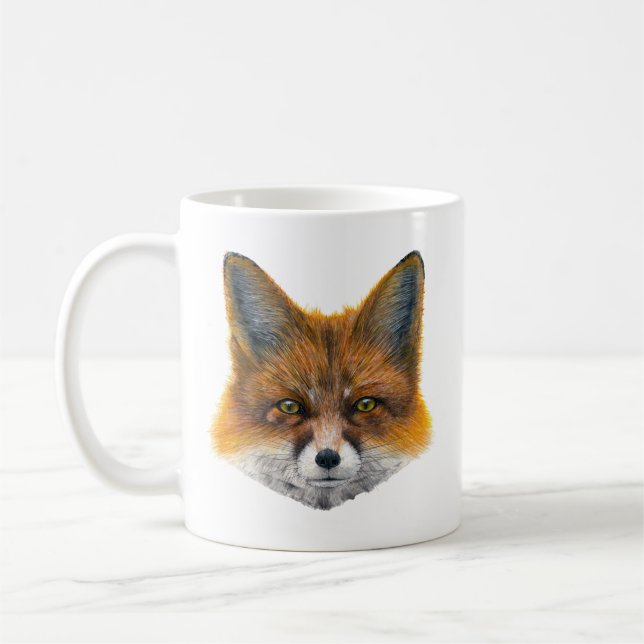 Fox face - Painting in acrylic Coffee Mug (Left)