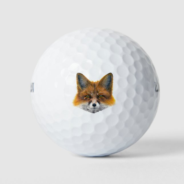 Fox face - Painting in acrylic Golf Balls (Front)