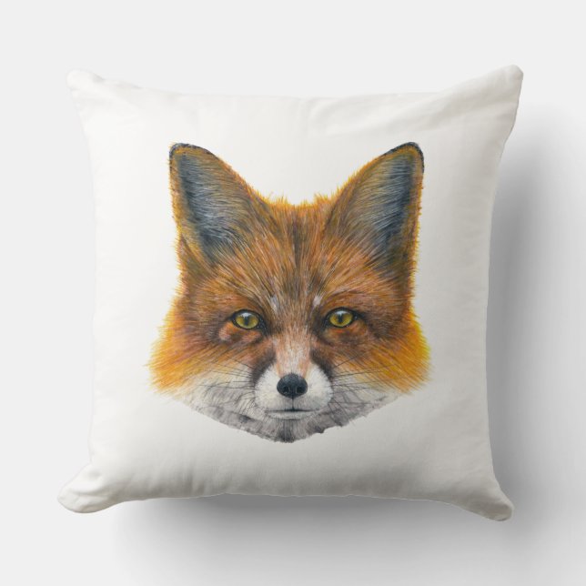 Fox face - Painting in acrylic Throw Pillow (Front)