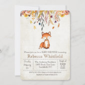 Fox Fall Leaves Pumpkin Baby Shower Invitation (Front)