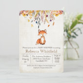 Fox Fall Leaves Pumpkin Baby Shower Invitation (Standing Front)