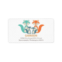 Fox Family Address Label with 4 Fox