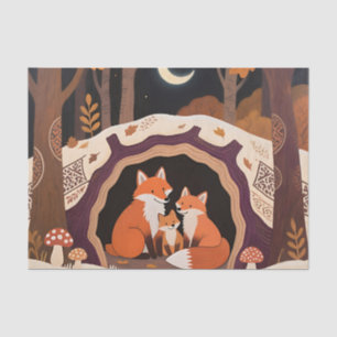 Fox Family Autumn Forest Den Tissue Paper