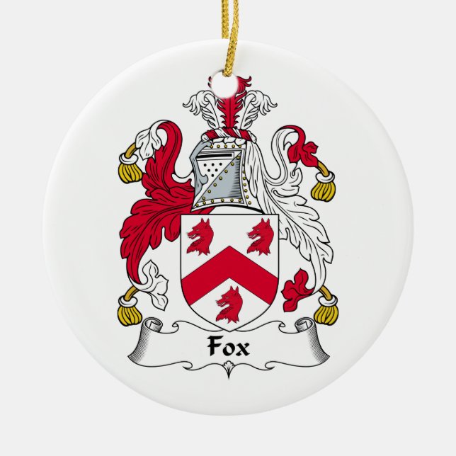Fox Family Crest Ceramic Ornament (Front)