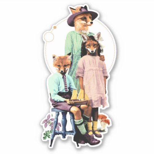 FOX FAMILY FANCY ANIMALS STICKER