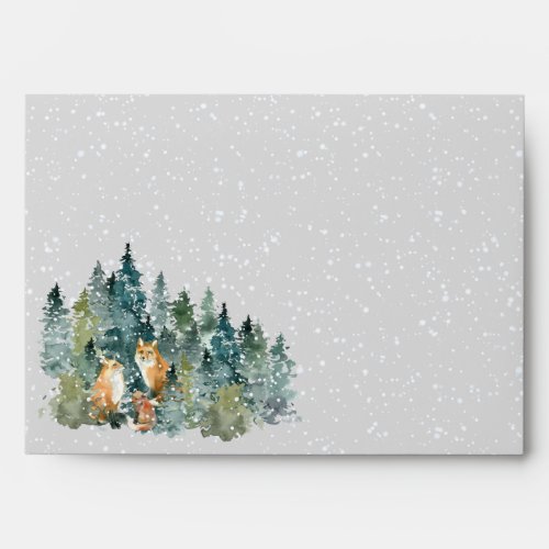 Fox Family Forest Full Moon Snowfall Name Address Envelope