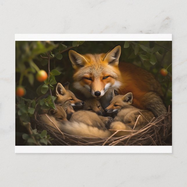 Fox Family in the Wild Postcard (Front)