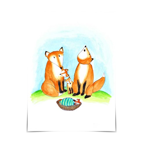 Fox Family New Baby Adoption Card