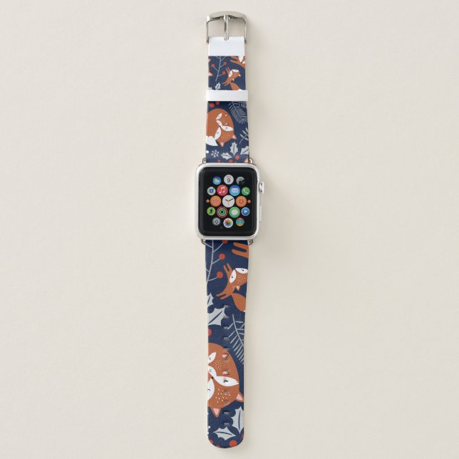 Fox family: vintage seamless pattern. apple watch band (Front)