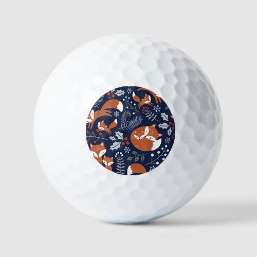 Fox family vintage seamless pattern golf balls