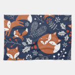 Fox family: vintage seamless pattern. kitchen towel