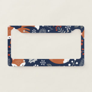 Fox family: vintage seamless pattern. license plate frame