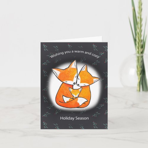 Fox Family warm wishes cute woodland Christmas Card