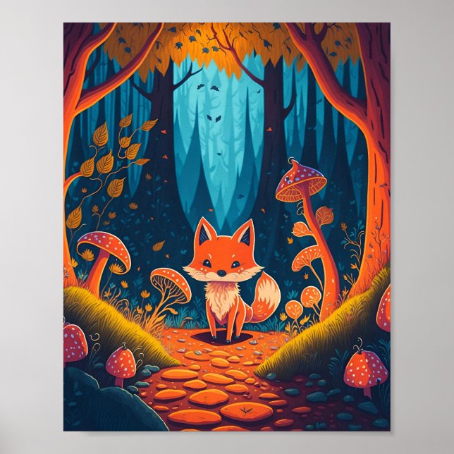 Fox Fantasy Animal Forest Illustration Poster (Front)