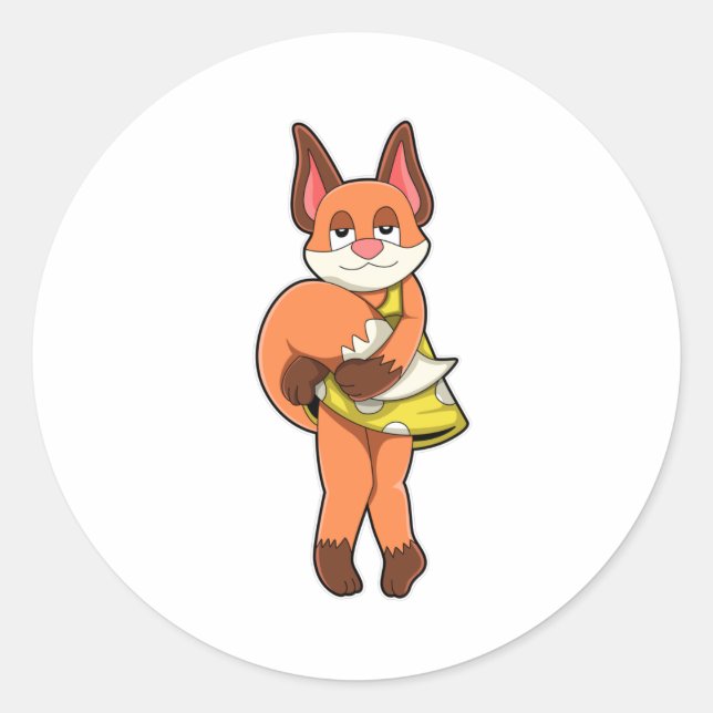 Fox Female with Skirt Classic Round Sticker (Front)