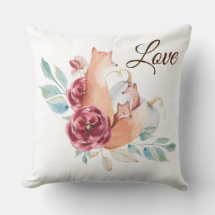 Fox Floral Reversible Pillow.. Throw Pillow