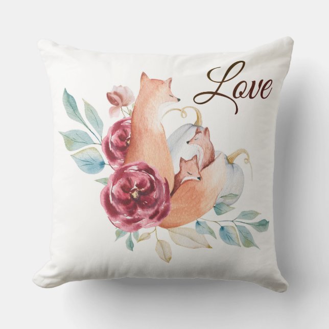 Fox Floral Reversible Pillow.. Throw Pillow (Front)