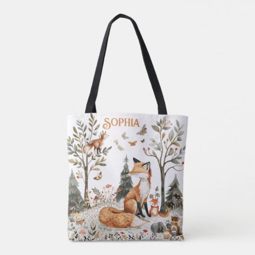 Fox Floral Woodland Tote Bag