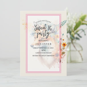 Fox Flower Crown Watercolor                        Invitation