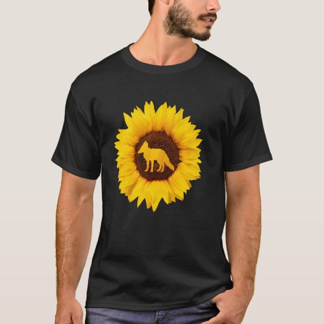 Fox For Women Men Prairie Vixen Animal Sunflower T-Shirt (Front)