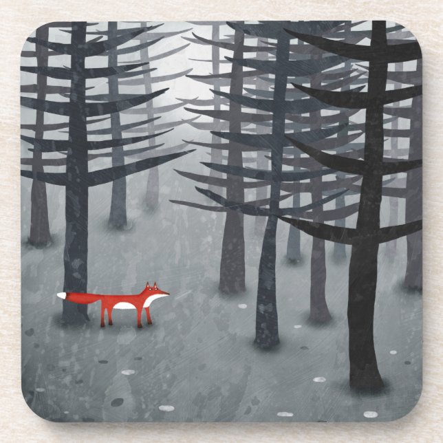 Fox Forest Art Beverage Coaster (Front)