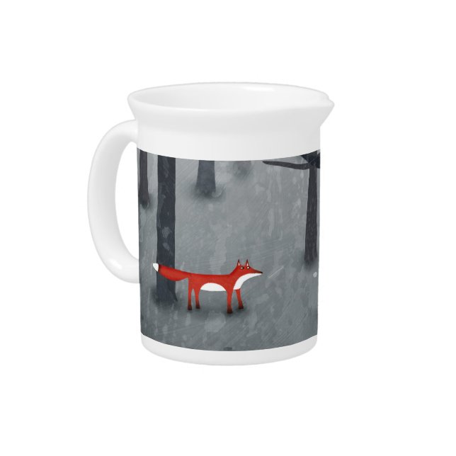 Fox Forest Art Beverage Pitcher (Left)