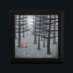 Fox Forest Art Gift Box<br><div class="desc">A wild red fox stands among trees in a dark forest. A landscape painting for animal,  nature and wildlife lovers.</div>