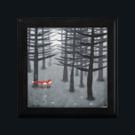 Fox Forest Art Gift Box<br><div class="desc">A wild red fox stands among trees in a dark forest. A landscape painting for animal, nature and wildlife lovers.</div>