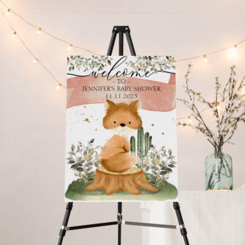 Fox Forest Floral Welcome to baby shower Sign