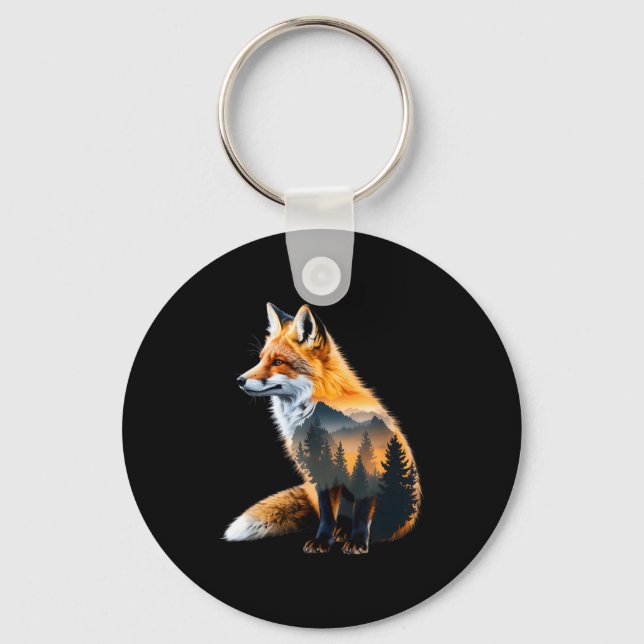 Fox Forest Nature Lover Mountains Hiking Camng Bus Keychain (Front)
