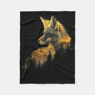 Fox Forest Nature Lover Mountains Hiking Camping H Fleece Blanket