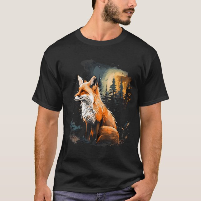 Fox Forest Nature Lover Mountains Hiking Camping H T-Shirt (Front)