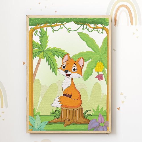 Fox Forest Nursery Print Kids Room Poster