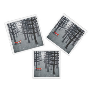 Fox Forest Painting Acrylic Tray