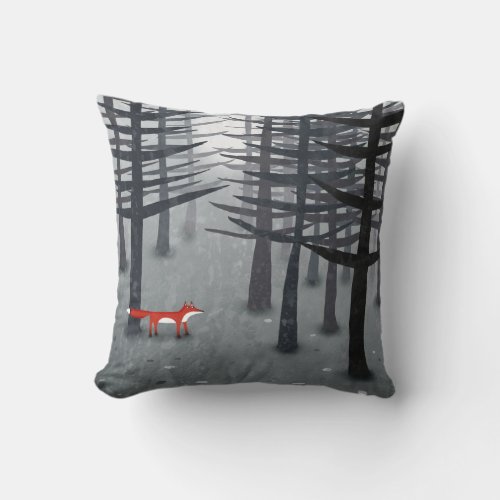 Fox Forest Throw Pillow