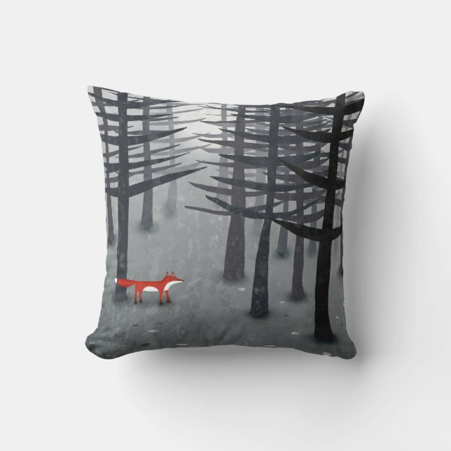 Fox Forest Throw Pillow (Front)