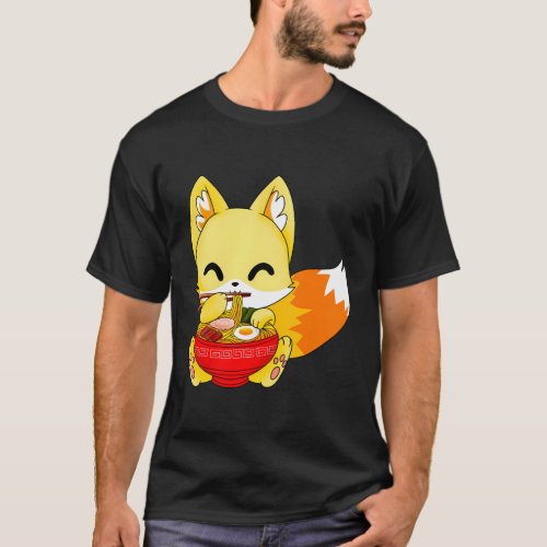 Fox Fox Ramen Fox Japanese Anime Kawaii T_Shirt