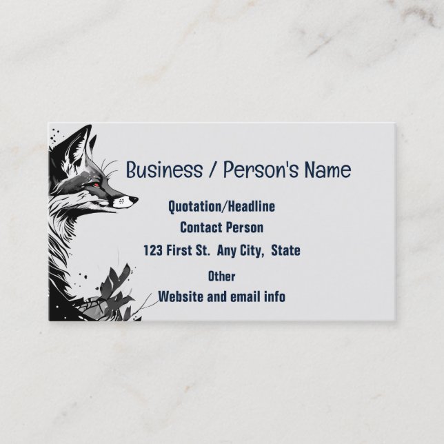 Fox Foxes Head Logo Animal Howling Moon Business Card (Front)