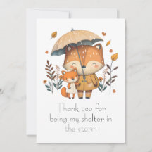 Fox Friends Sharing an Umbrella in the Rainy Day