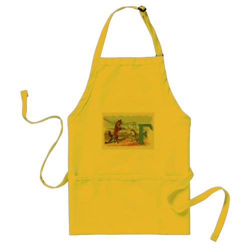 Fox Frog Fishing Antique Illustration Adult Apron