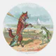 Fox Frog Fishing Antique Illustration Classic Round Sticker | Zazzle