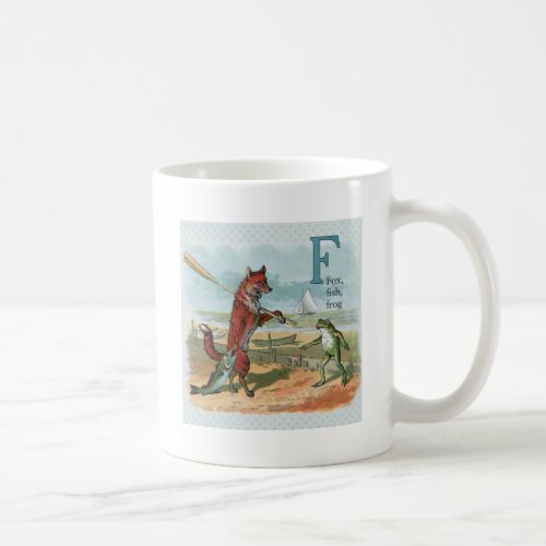 Fox Frog Fishing Antique Illustration Coffee Mug